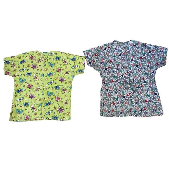 Set of 2 Scrub Tops Scrub HQ Peaches Uniforms Workwear Career Healthcare Work Me - Picture 2 of 12